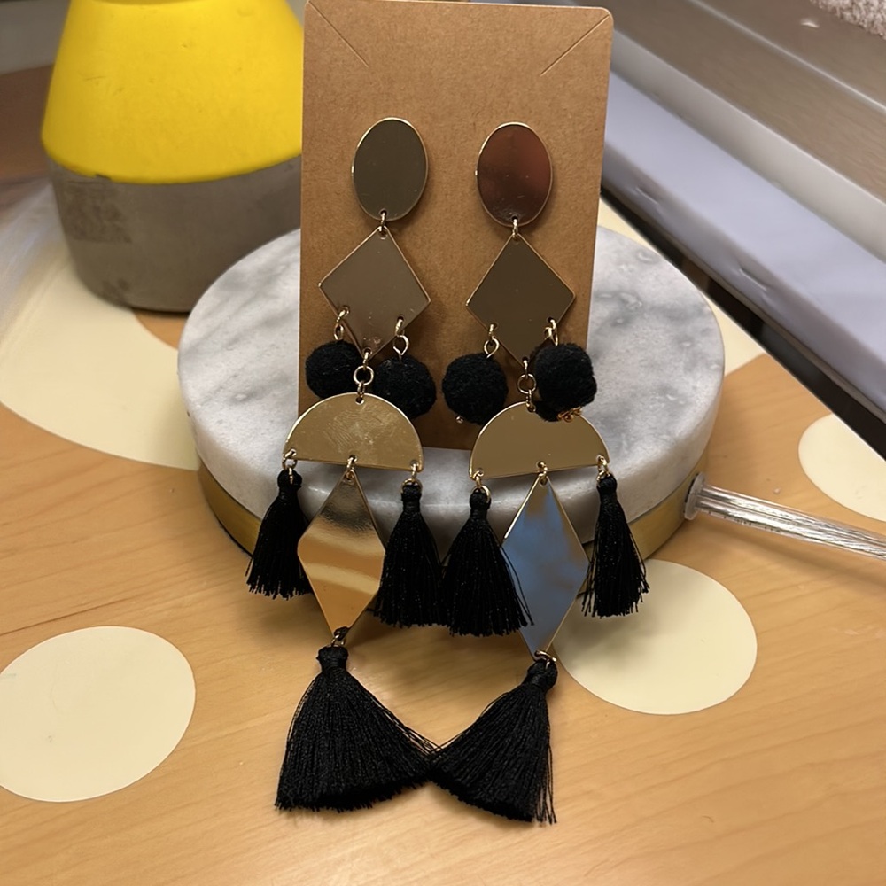 Geometric tassel earrings
